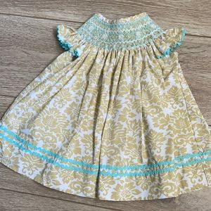 Stellybelly 6 month smocked teal and gold dress